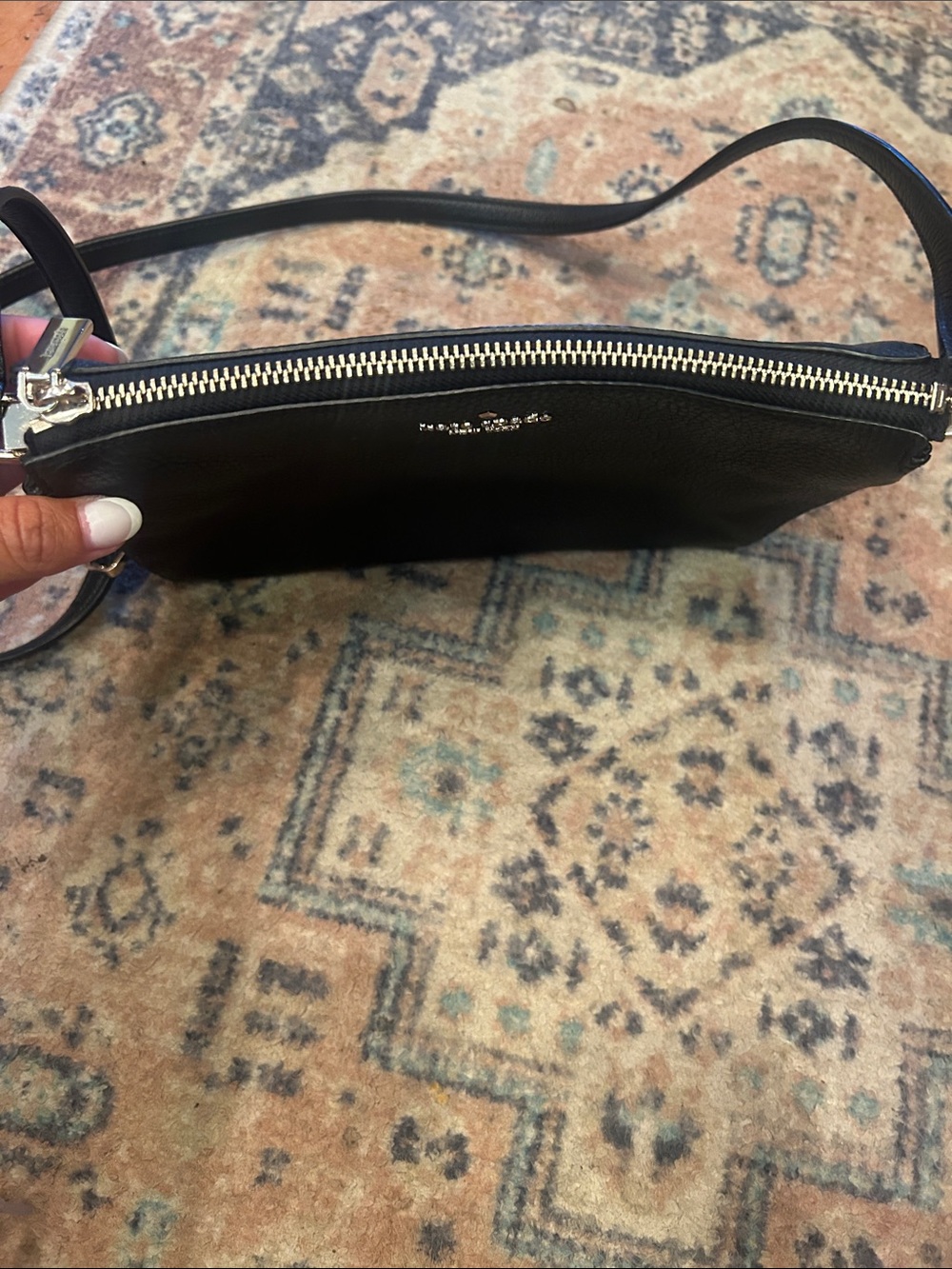 kate spade Black Pebbled Leather Crossbody with Gold Logo - Picture 4 of 10
